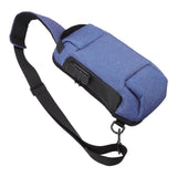 Sling Bag Waterproof Anti Theft with Combination Lock Anti Scratch Sports Single Shoulder Chest Bag Blue - 45-Degree Angle