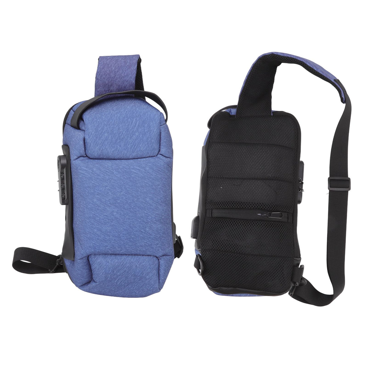 Sling Bag Waterproof Anti Theft with Combination Lock Anti Scratch Sports Single Shoulder Chest Bag Blue