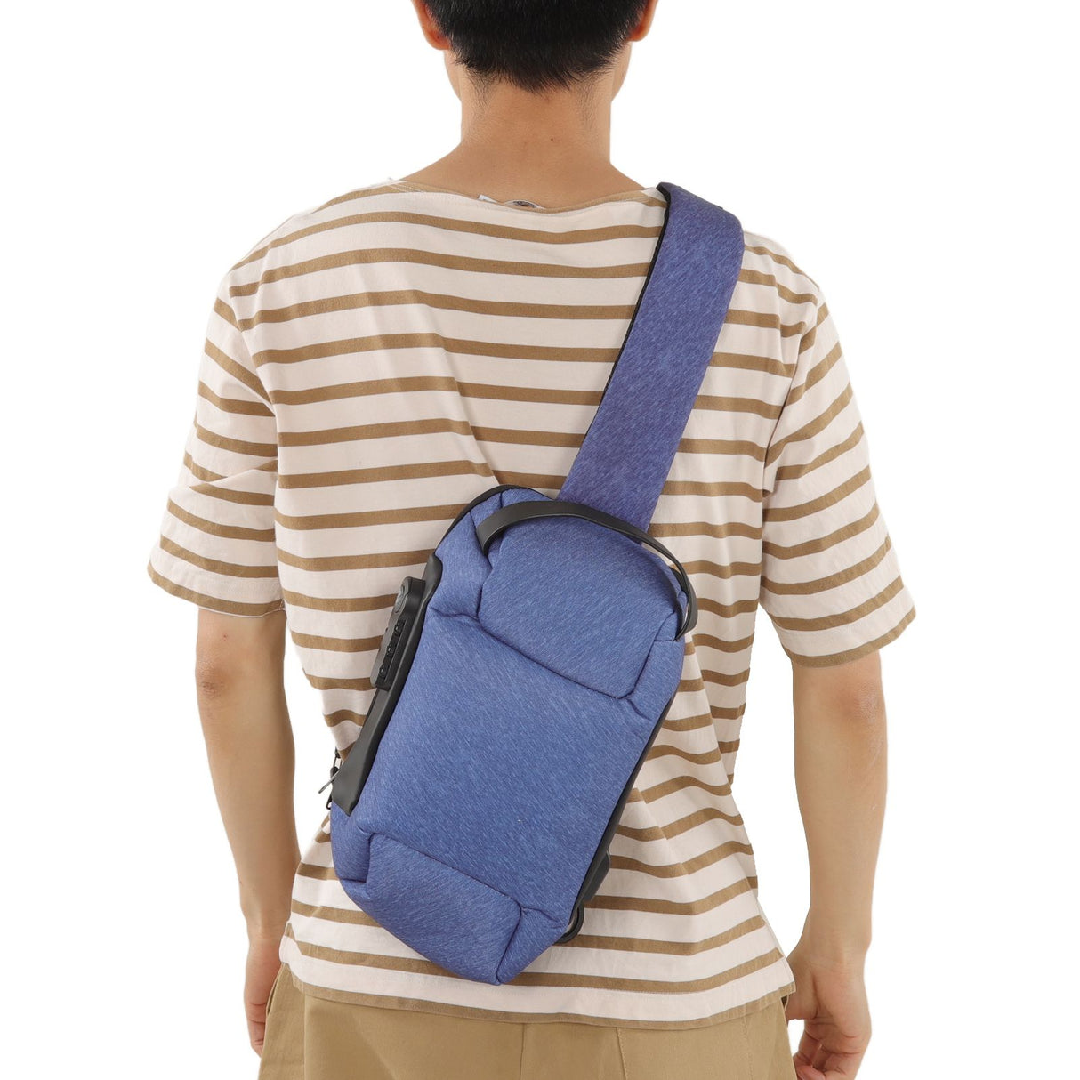 Sling Bag Waterproof Anti Theft with Combination Lock Anti Scratch Sports Single Shoulder Chest Bag Blue
