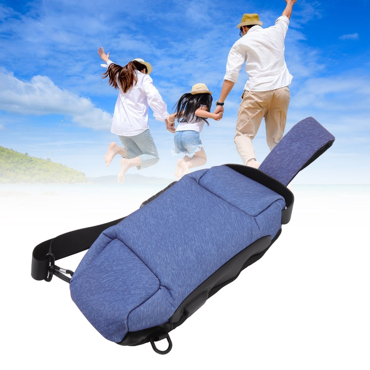 Sling Bag Waterproof Anti Theft with Combination Lock Anti Scratch Sports Single Shoulder Chest Bag Blue