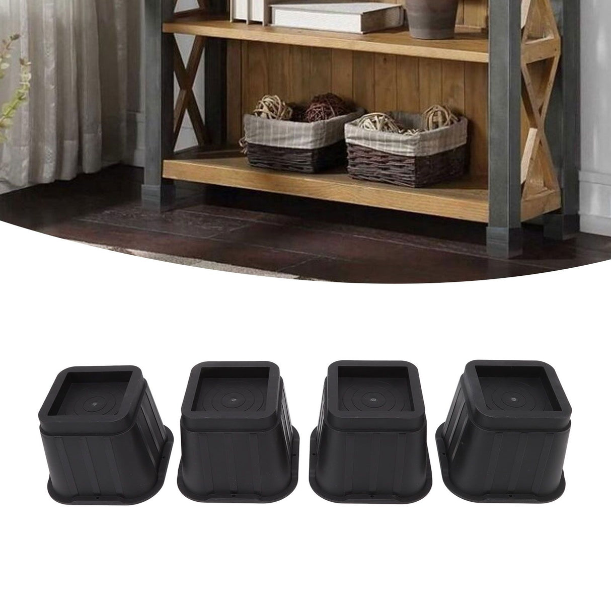 4 Sets Furniture Risers Rubber Antislip 4 Inch Bed Risers for Storage Desk Sofa Chair Washing Machine