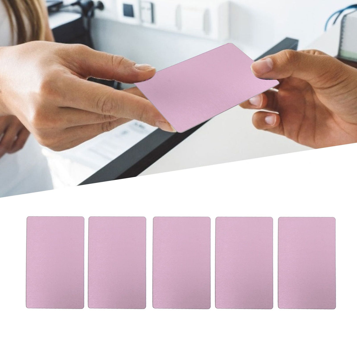 50PCS Business Name Card Laser Engraving Waterproof and Wear Resistant Aluminum Visiting Card for Company Rose Gold