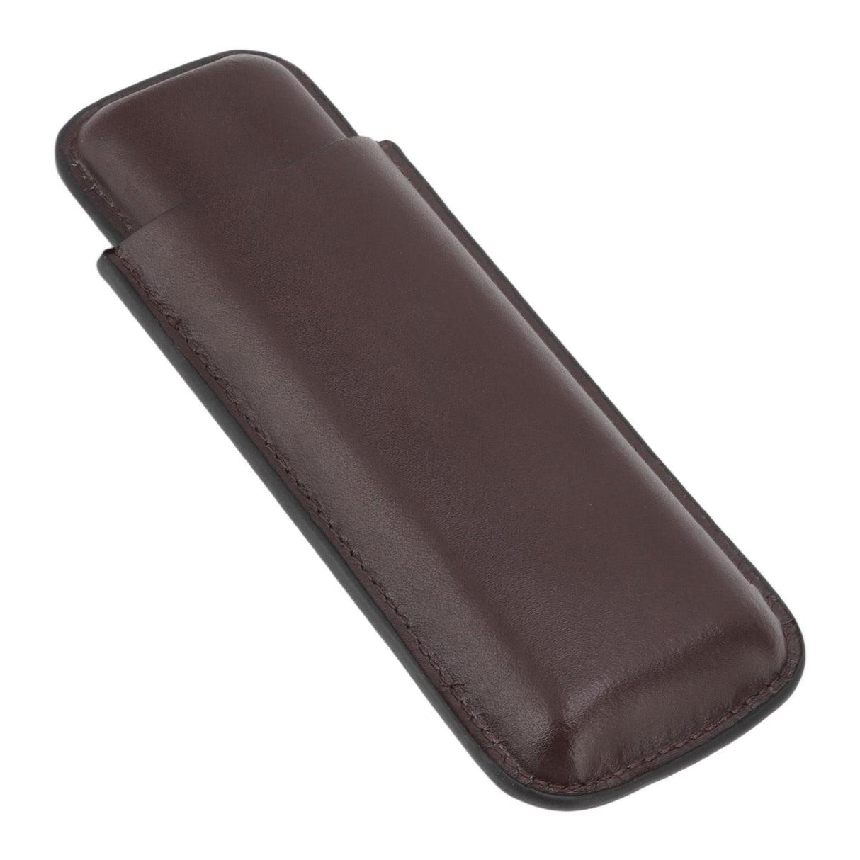 Leather Cigar Case Portable 2 Finger Cigar Holder for Travel Business Trip Boyfriend Gifts Deep Coffee