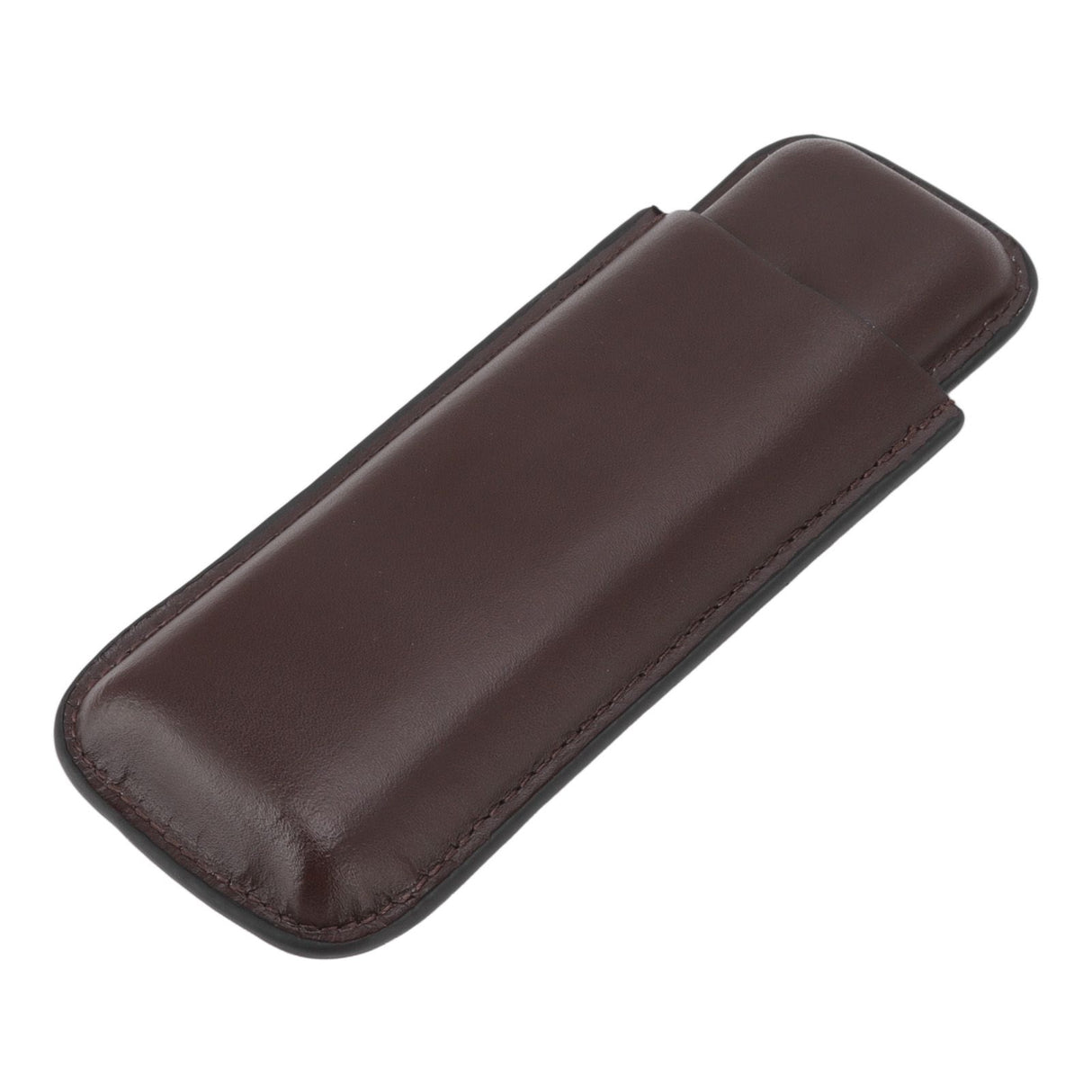 Leather Cigar Case Portable 2 Finger Cigar Holder for Travel Business Trip Boyfriend Gifts Deep Coffee