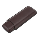 Leather Cigar Case Portable 2 Finger Cigar Holder for Travel Business Trip Boyfriend Gifts Deep Coffee - 45-Degree Angle