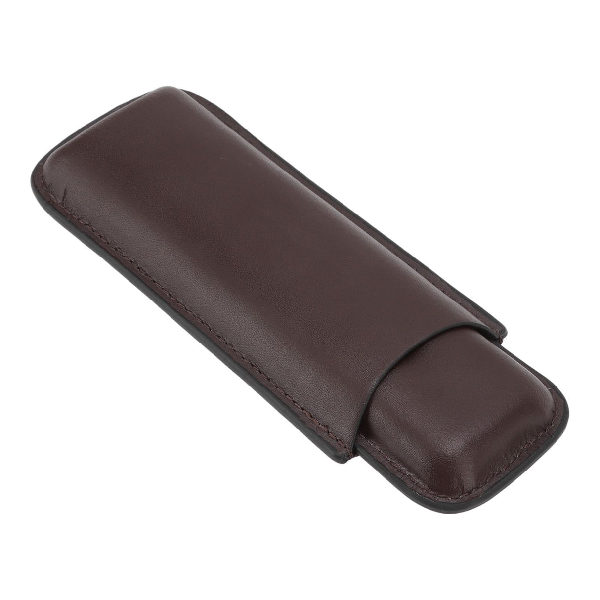 Leather Cigar Case Portable 2 Finger Cigar Holder for Travel Business Trip Boyfriend Gifts Deep Coffee