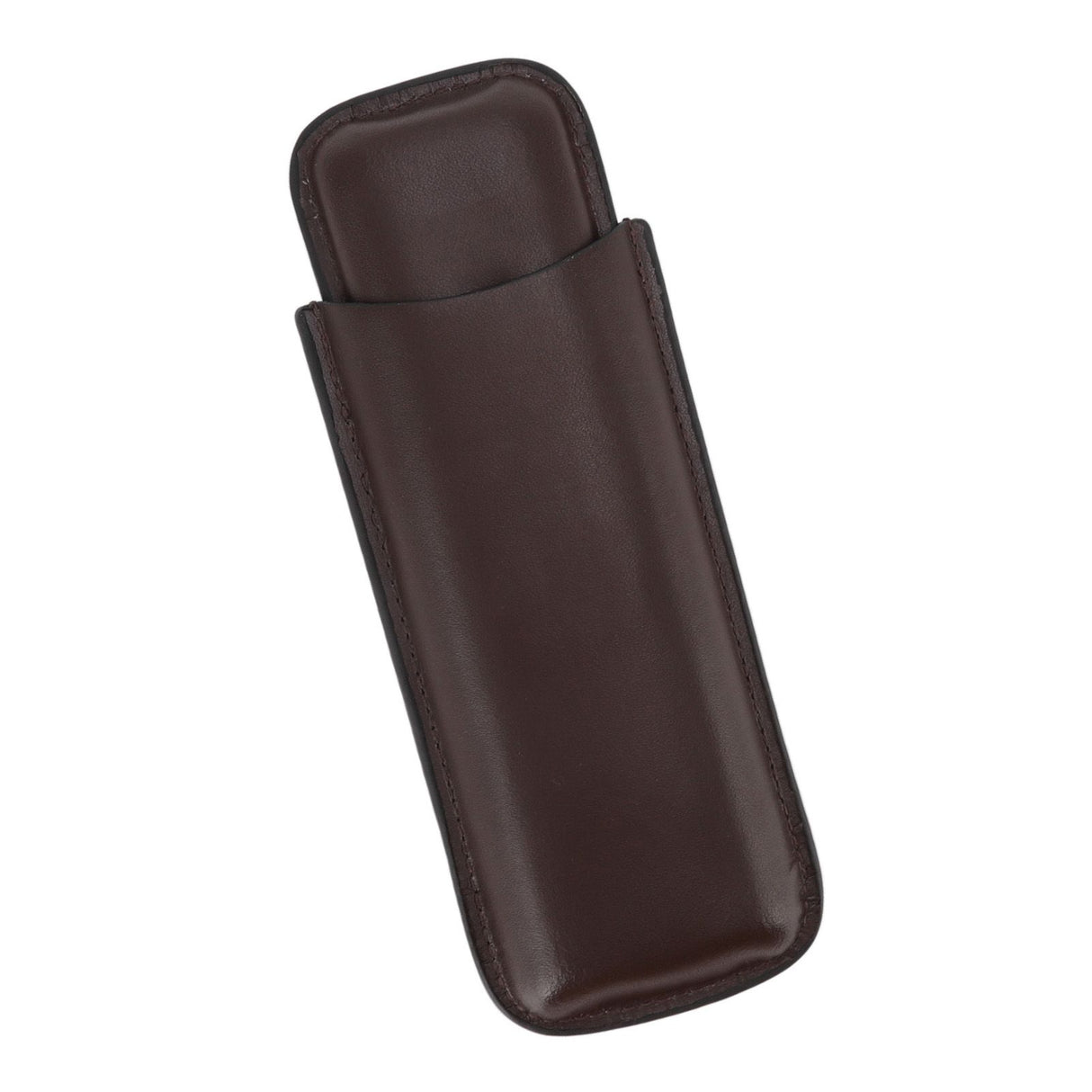 Leather Cigar Case Portable 2 Finger Cigar Holder for Travel Business Trip Boyfriend Gifts Deep Coffee