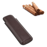 Leather Cigar Case Portable 2 Finger Cigar Holder for Travel Business Trip Boyfriend Gifts Deep Coffee - Extra Image