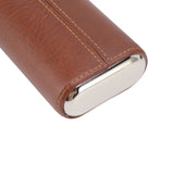 3 Finger Cigar Case Leather Cedarwood Lining Travel Portable Cigar Holder with Scissor Brown - Extra Image
