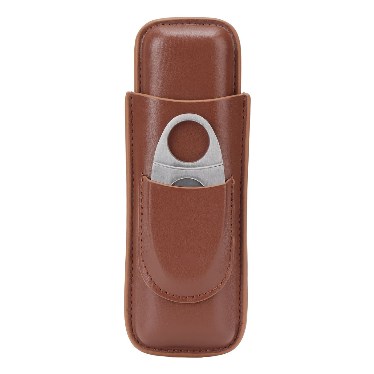 Travel Cigar Case Leather Portable with Cigar Clipper Cigar Holder for 2 Cigars Business Office