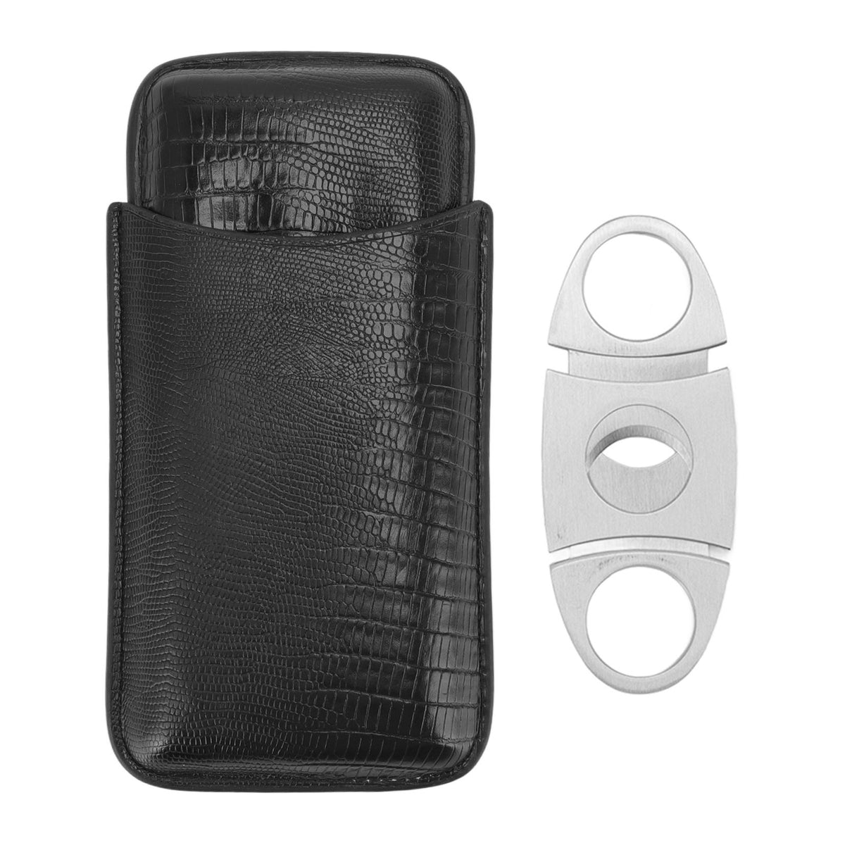 Cigar Leather Case Travel Portable Cigar Holder with Cigar Cutter Accessories Set for Gift Giving