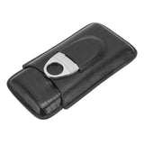 Cigar Leather Case Travel Portable Cigar Holder with Cigar Cutter Accessories Set for Gift Giving - Close-Up Angle
