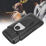 Cigar Leather Case Travel Portable Cigar Holder with Cigar Cutter Accessories Set for Gift Giving
