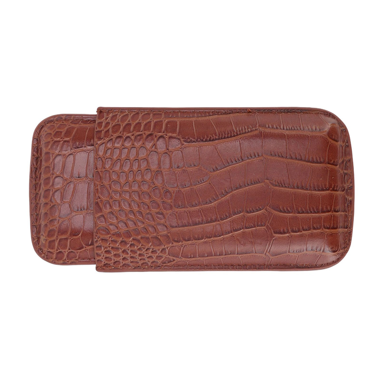 3 Finger Cigar Case High Grade Leather Travel Portable Cigar Holder with Cutter Coffee