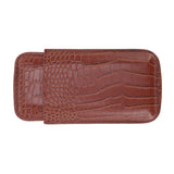 3 Finger Cigar Case High Grade Leather Travel Portable Cigar Holder with Cutter Coffee - Top-Down View