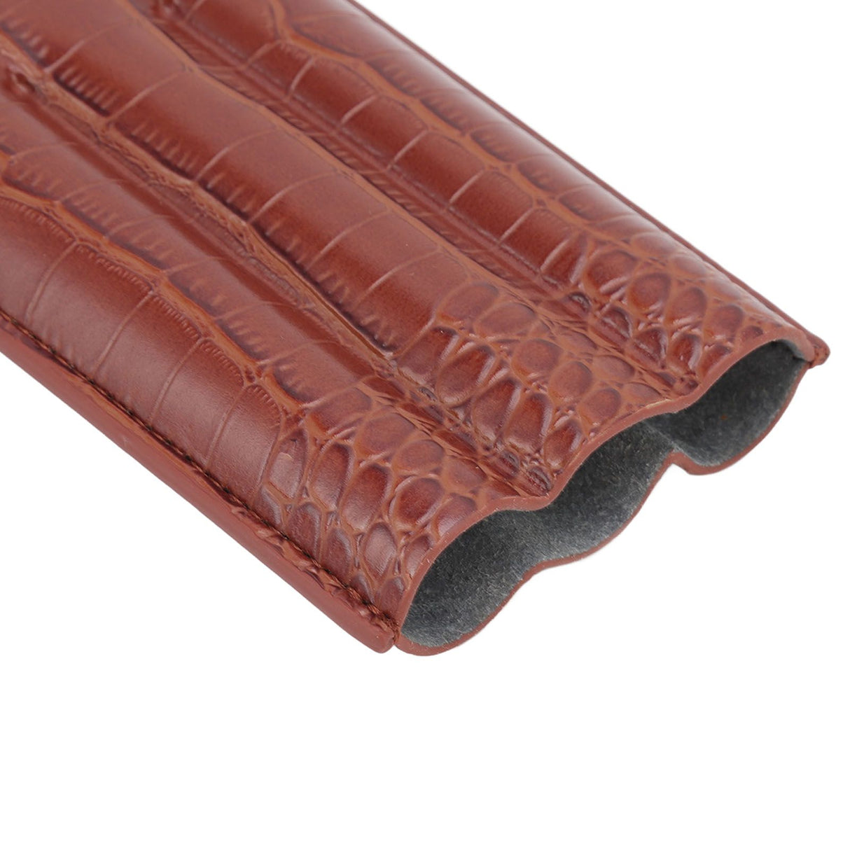 3 Finger Cigar Case High Grade Leather Travel Portable Cigar Holder with Cutter Coffee