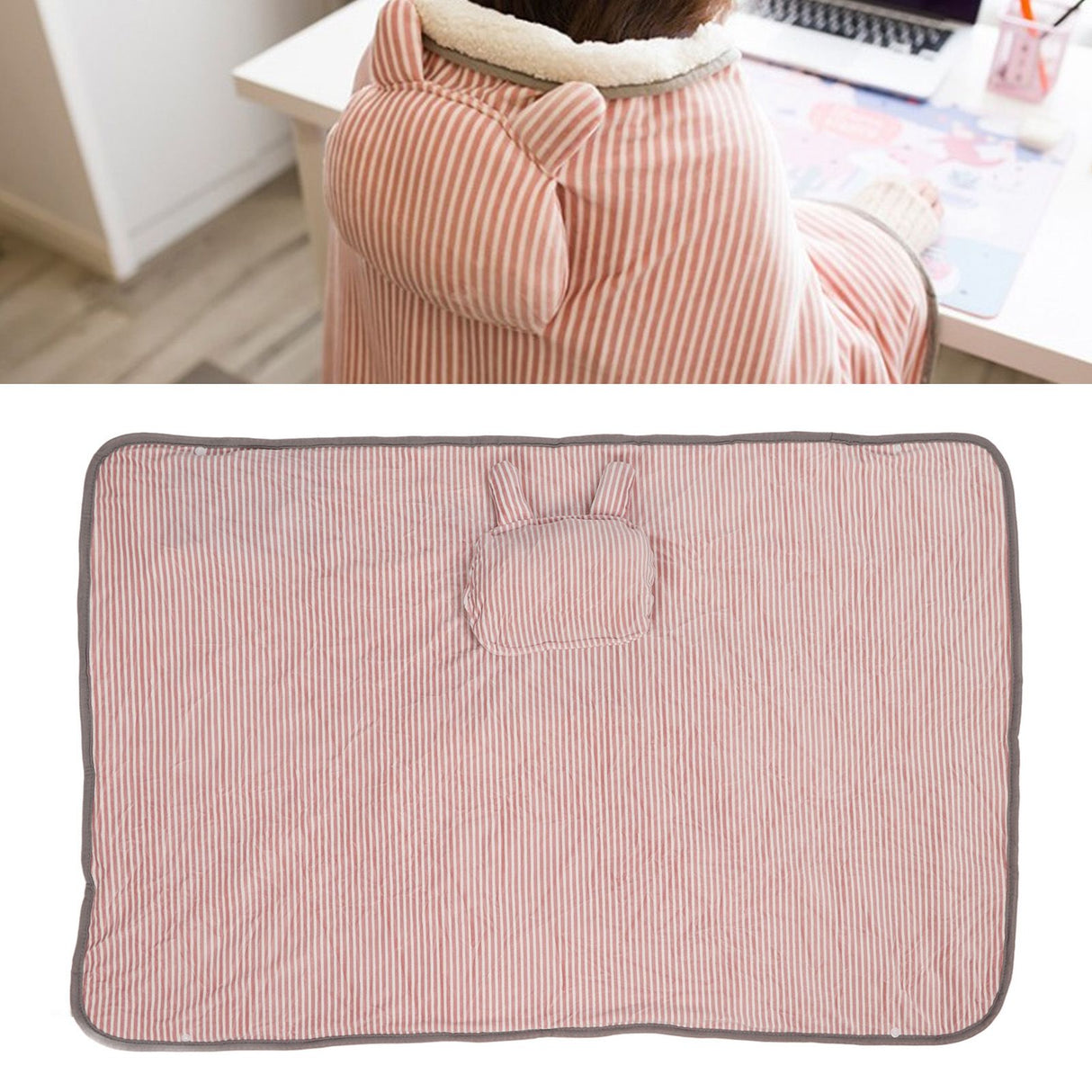 Heating Blanket Electric Warming Soft Washable Heating Shawl Wrap for Shoulder Neck Office Pink Bunny