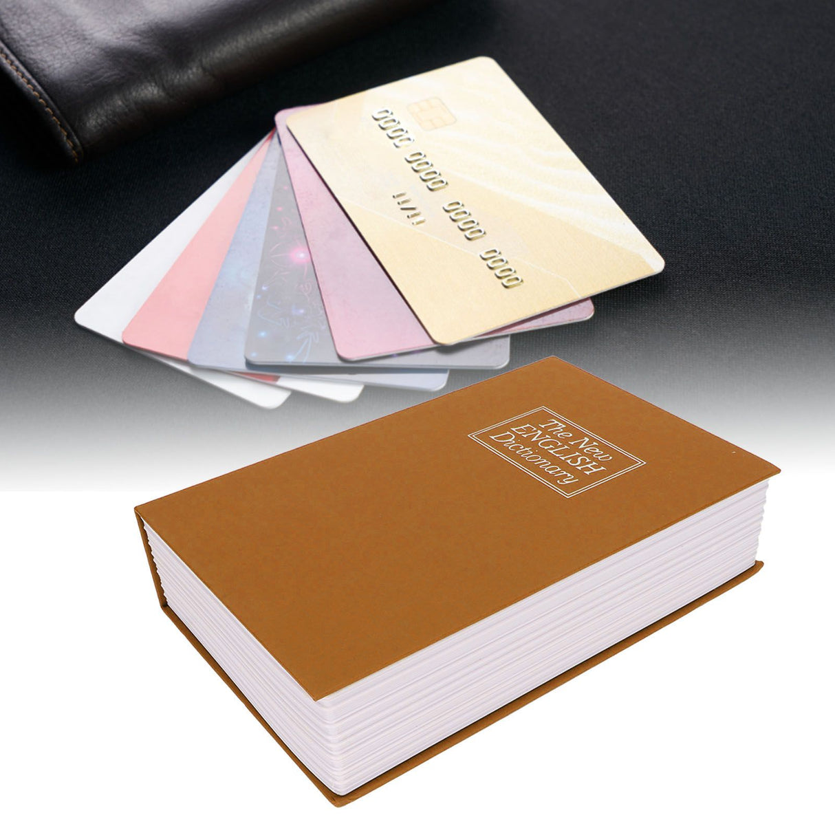 Book Safe Small Diversion Book Safe Storage Lock Box Money Coins Cards Hiding Box with Combination Lock Brown
