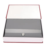 Book Safe Stainless Steel Liner Decorative ABS Material Humanized Design Protective Soft Touch Savings Bank with Key Red - Close-Up Angle