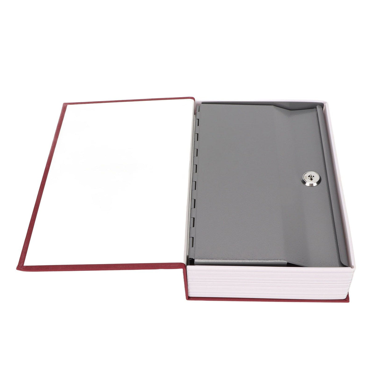 Book Safe Stainless Steel Liner Decorative ABS Material Humanized Design Protective Soft Touch Savings Bank with Key Red