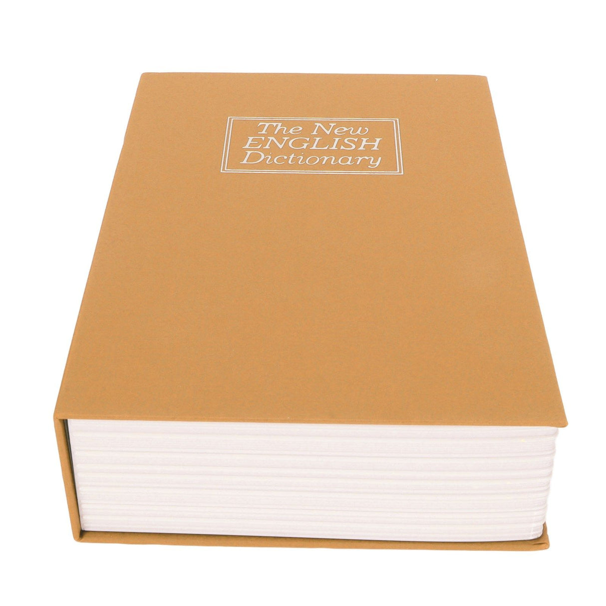 Book Safe Stainless Steel Liner Decorative ABS Material Humanized Design Protective Soft Touch Savings Bank with Key Brown