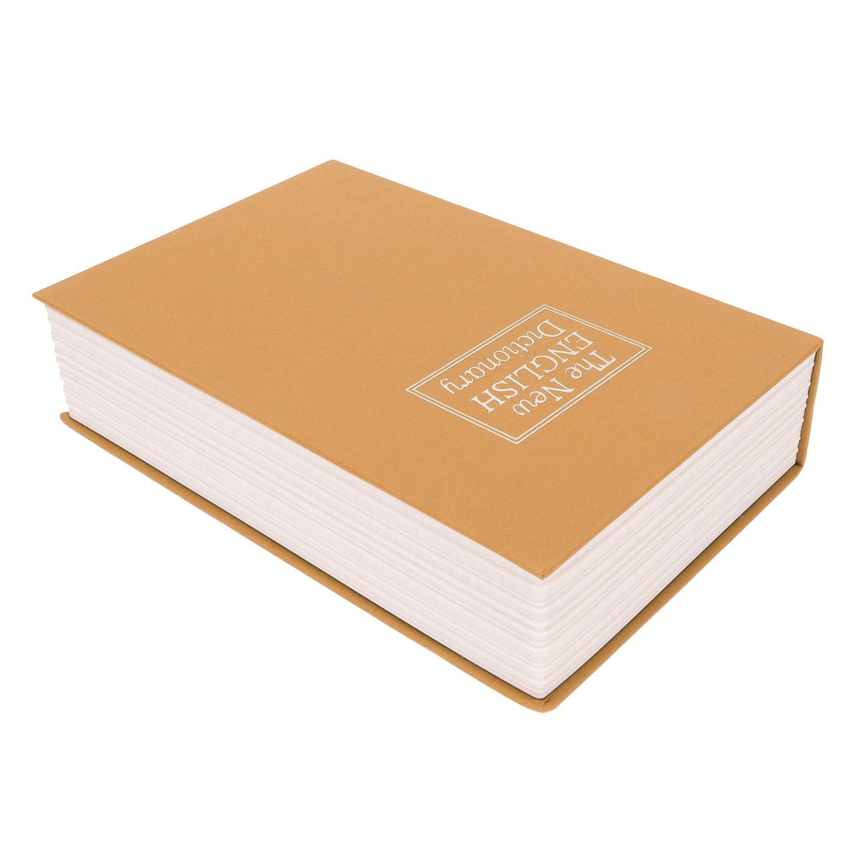 Book Safe Stainless Steel Liner Decorative ABS Material Humanized Design Protective Soft Touch Savings Bank with Key Brown