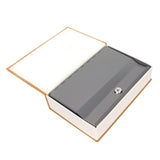 Book Safe Stainless Steel Liner Decorative ABS Material Humanized Design Protective Soft Touch Savings Bank with Key Brown