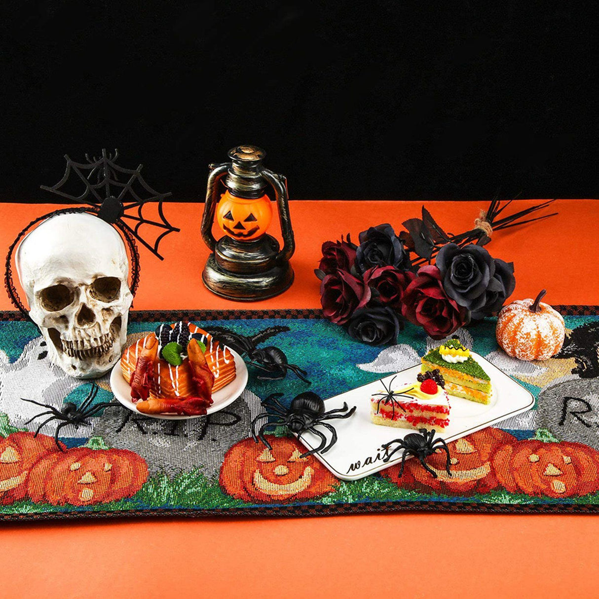 Table Runner Cotton and Linen for Halloween Decorations Home Dining Table 33x180cm