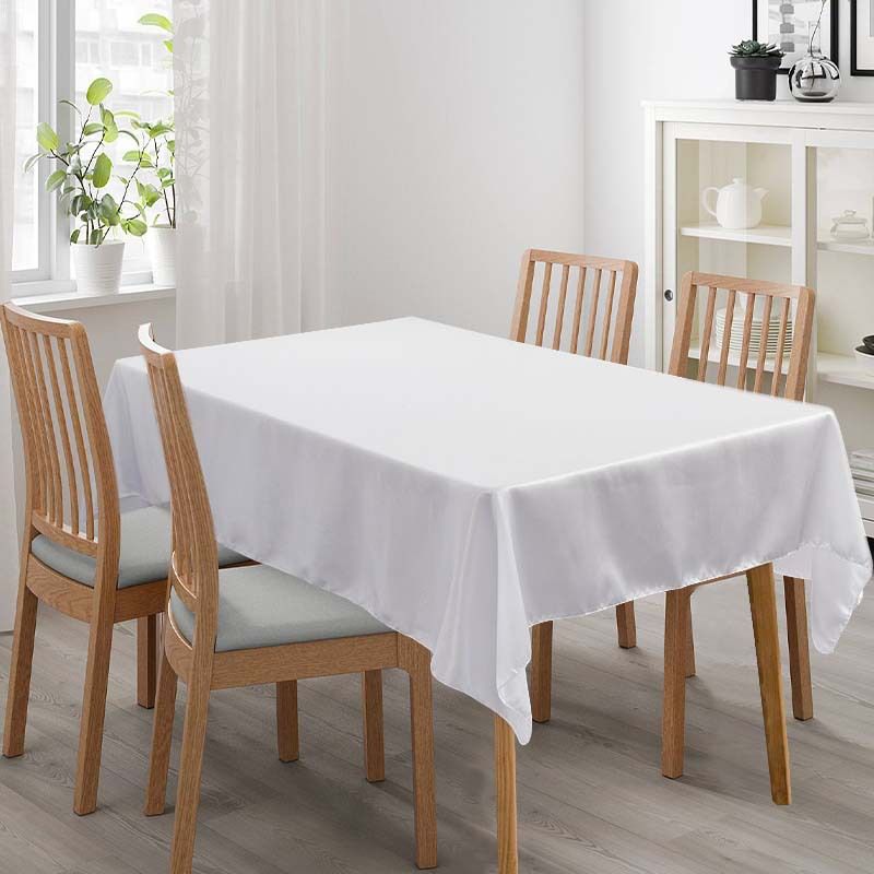 Tablecloth Rectangle White Table Cover Cloth Polyester 145x305cm for Dining Room Wedding Banquet Hotel