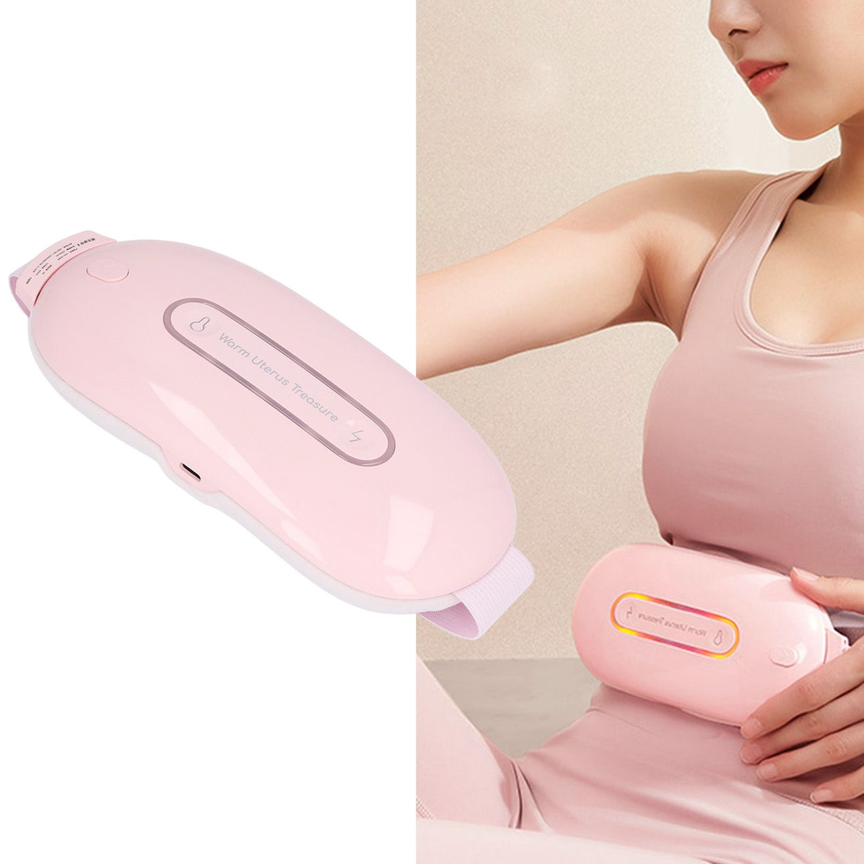 Electric Menstrual Heating Belt 3 Gears Fast Heating Intelligent Massage Electric Waist Belt for Women Pink