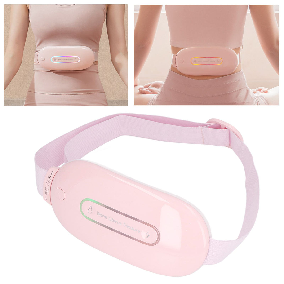Electric Menstrual Heating Belt 3 Gears Fast Heating Intelligent Massage Electric Waist Belt for Women Pink