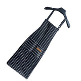 2 Pcs Kitchen Cooking Apron with 2 Pockets Adjustable Bib Chef Apron for Men Women Black Strip - Front View