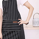2 Pcs Kitchen Cooking Apron with 2 Pockets Adjustable Bib Chef Apron for Men Women Black Strip
