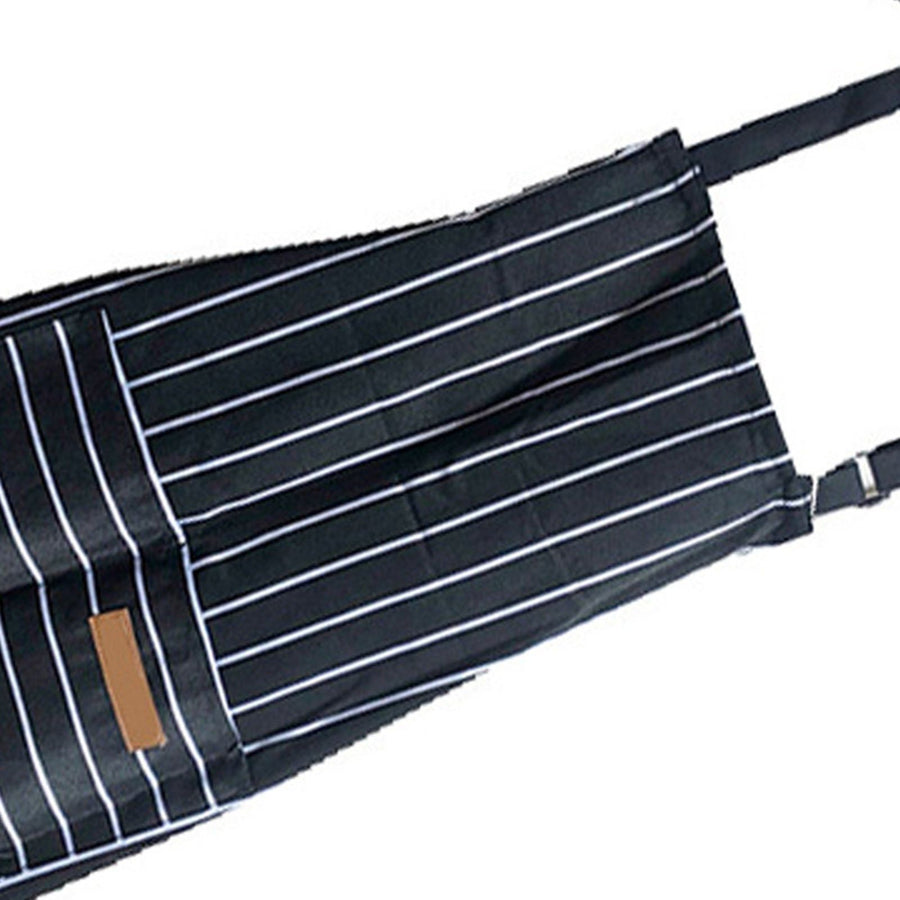 2 Pcs Kitchen Cooking Apron with 2 Pockets Adjustable Bib Chef Apron for Men Women Black Strip