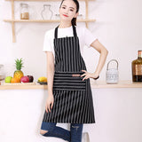 2 Pcs Kitchen Cooking Apron with 2 Pockets Adjustable Bib Chef Apron for Men Women Black Strip
