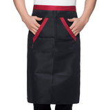 2pcs Chef Waist Apron Soft Moisture Absorbent Breathable Polyester Men's Half Apron with Pockets for Hotel Restaurant Bar Black