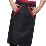 2pcs Chef Waist Apron Soft Moisture Absorbent Breathable Polyester Men's Half Apron with Pockets for Hotel Restaurant Bar Black