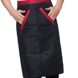 2pcs Chef Waist Apron Soft Moisture Absorbent Breathable Polyester Men's Half Apron with Pockets for Hotel Restaurant Bar Black