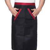 2pcs Chef Waist Apron Soft Moisture Absorbent Breathable Polyester Men's Half Apron with Pockets for Hotel Restaurant Bar Black