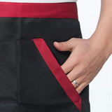 2pcs Chef Waist Apron Soft Moisture Absorbent Breathable Polyester Men's Half Apron with Pockets for Hotel Restaurant Bar Black - Extra Image