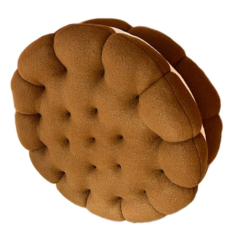 Cookie Cushion Cute Soft Breathable PP Cotton Filling Seating Cushion for Dormitory Bedroom Bedside 450g Chocolate