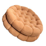 Cookie Cushion Cute Soft Breathable PP Cotton Filling Seating Cushion for Dormitory Bedroom Bedside 450g Apricot - Rear View