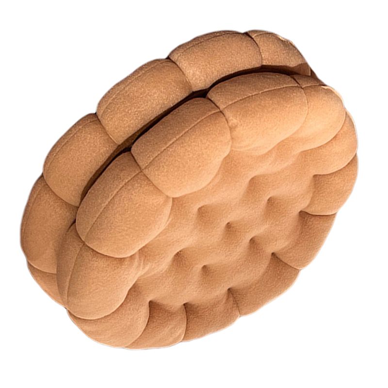 Cookie Cushion Cute Soft Breathable PP Cotton Filling Seating Cushion for Dormitory Bedroom Bedside 450g Apricot