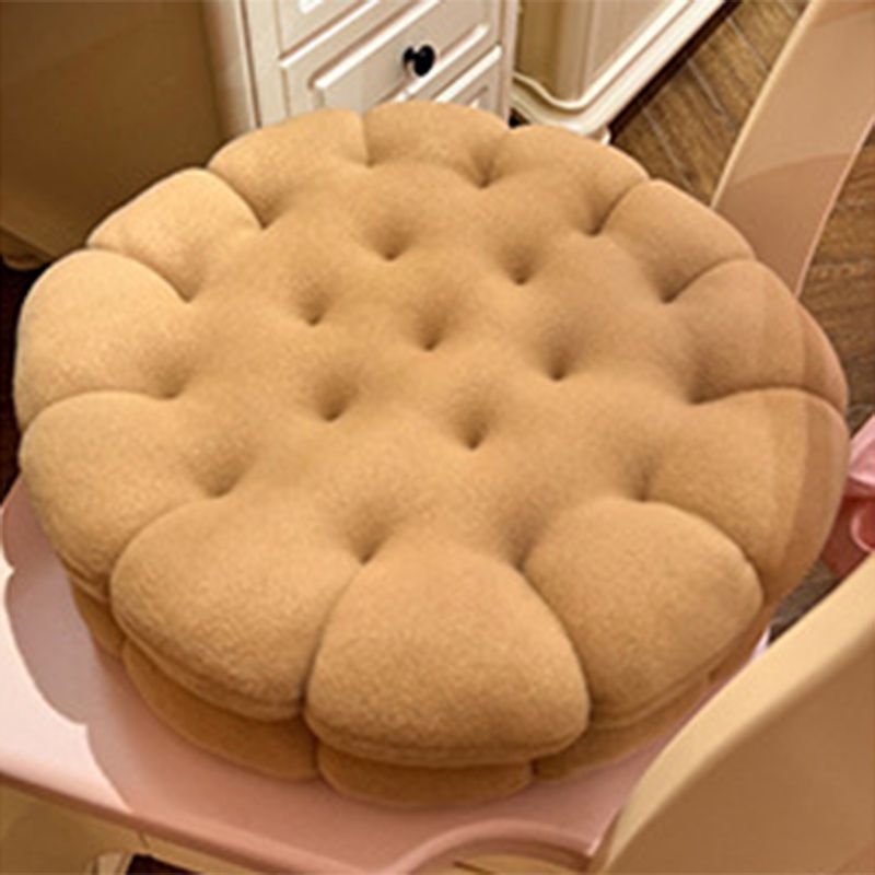 Cookie Cushion Cute Soft Breathable PP Cotton Filling Seating Cushion for Dormitory Bedroom Bedside 450g Apricot