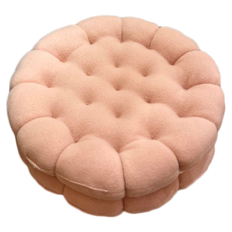 Cookie Cushion Cute Soft Breathable PP Cotton Filling Seating Cushion for Dormitory Bedroom Bedside 450g Strawberry Pink