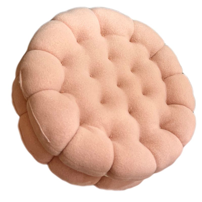 Cookie Cushion Cute Soft Breathable PP Cotton Filling Seating Cushion for Dormitory Bedroom Bedside 450g Strawberry Pink