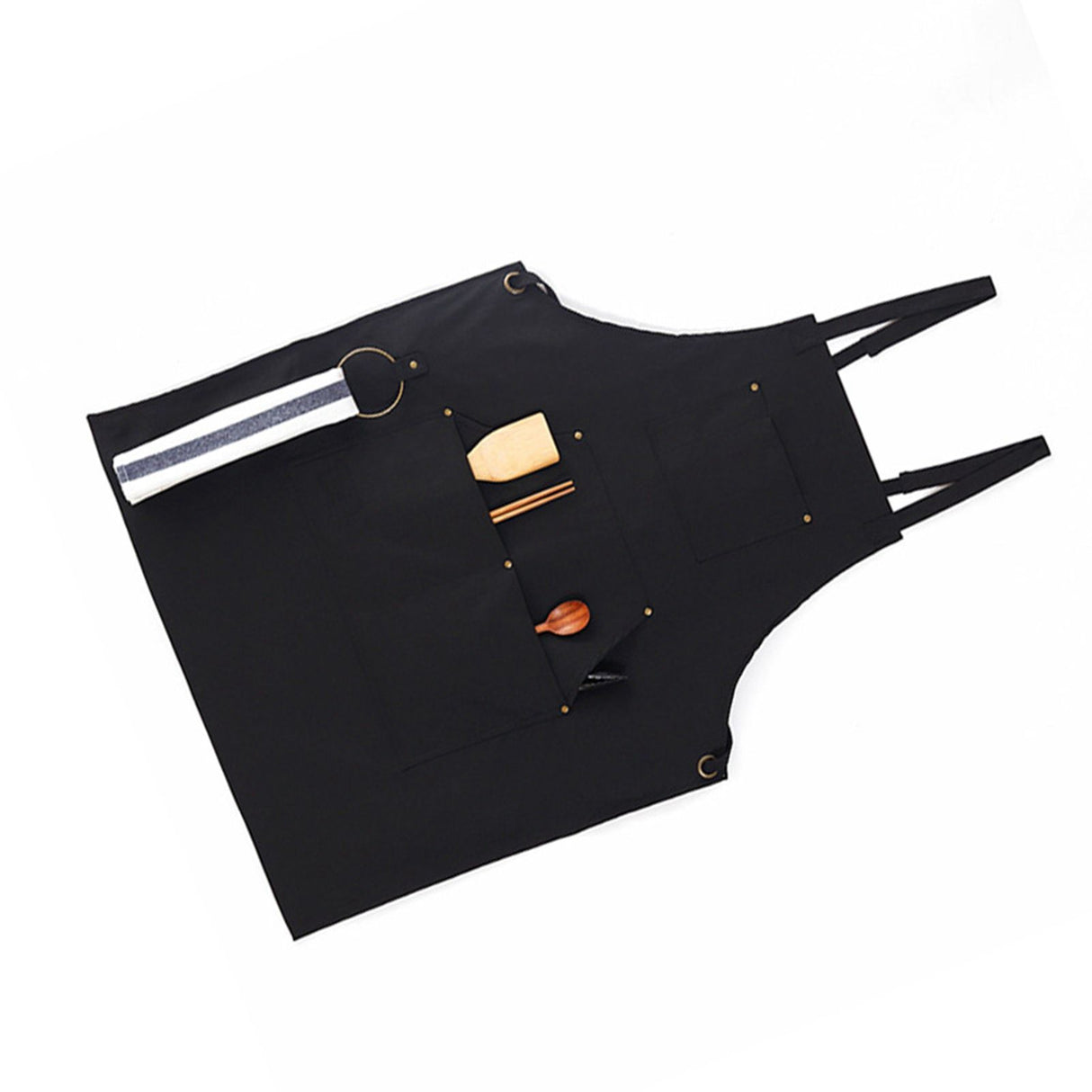 Barbecue Apron Adjustable Waterproof Work Tool Apron with Multiple Pockets Kitchen Apron