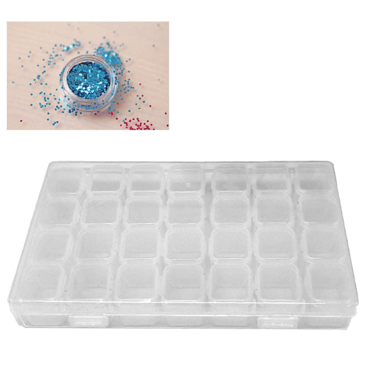 Nail Storage Box 28 Grid Eco Friendly Durable Transparent PP Separate Lid Nail Tip Box for Bead Earrings Jewelry Transparent 28 Grids