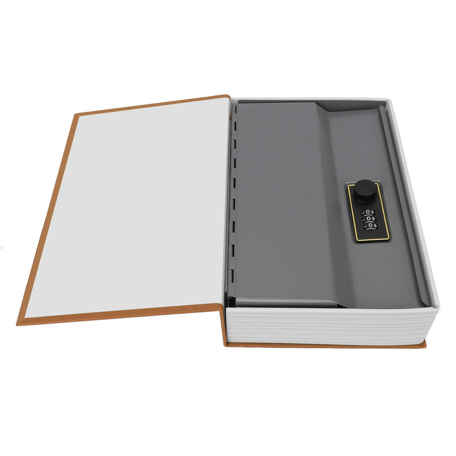 Diversion Book Safe Large Size Dictionary Style Stainless Steel Book Safe Combination Lock for Coins Card Documents Brown