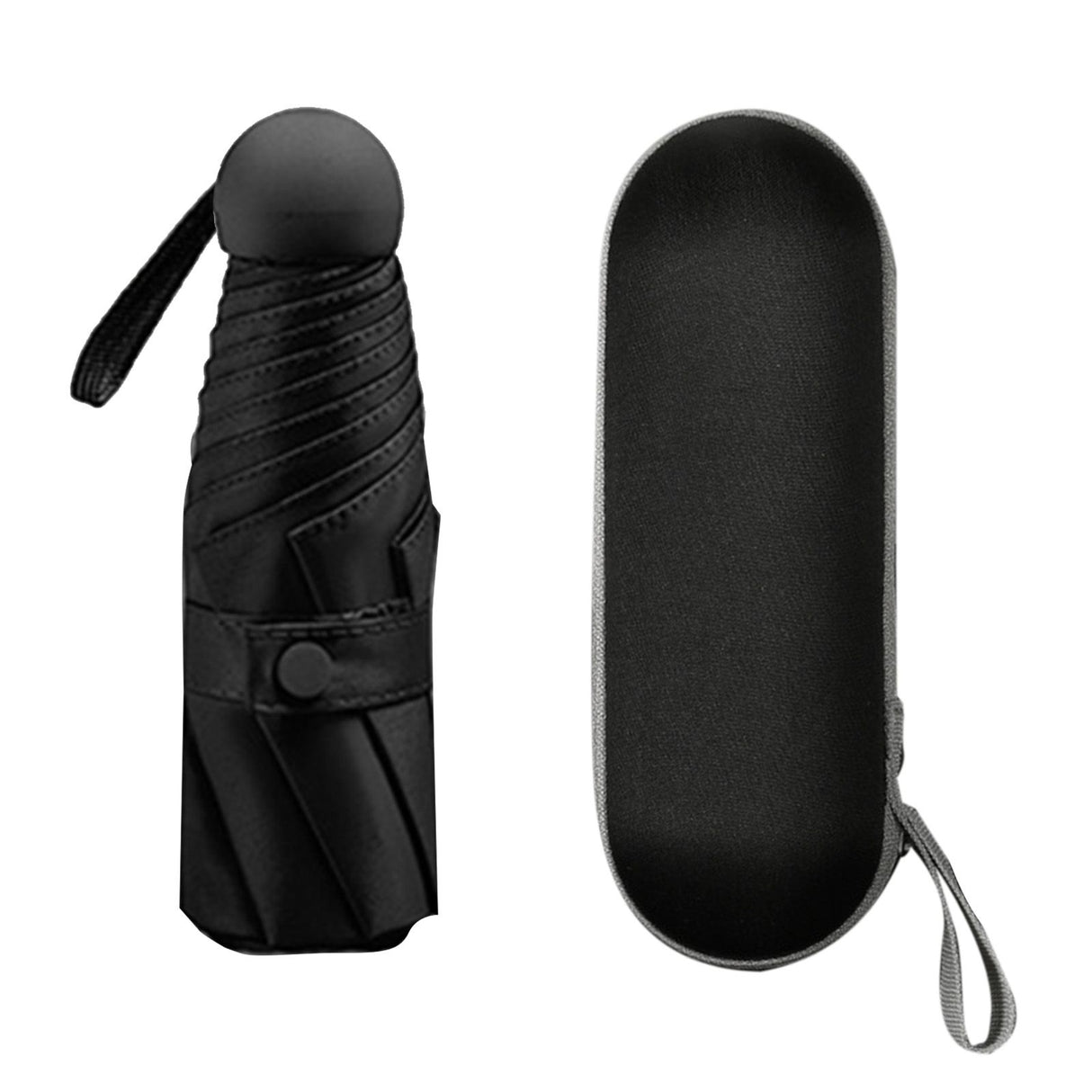 Capsule Umbrella Mini Pocket UV Resistant 2 Use 5 Section 8 Edged Outdoor Accessories Black
